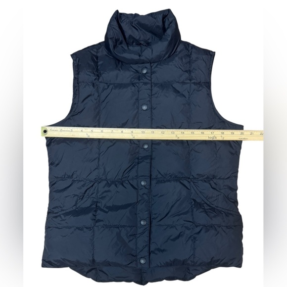 Women's LANDS' END Black Blue Goose Down Quilt Snap-Up Puffer Vest SMALL Y2K - Picture 5 of 13